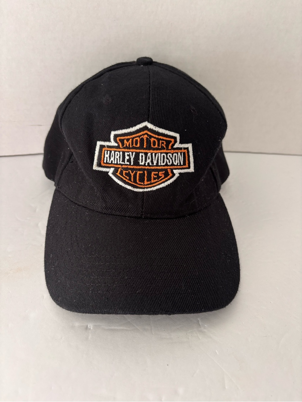 Harley-Davidson Black Cap with Orange & White Shield Logo